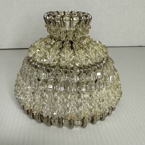 Vintage Petite Safety Pins Clear Beaded Conic Lamp Shade 4"